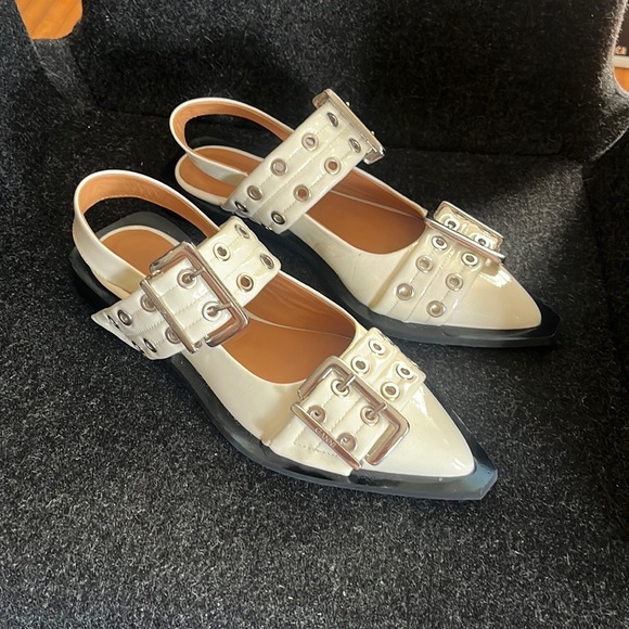 NWOT GANNI Wide Welt Buckle Ballerina Flats - Picture 3 of 6